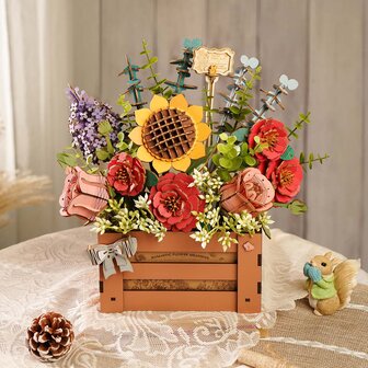 3D Houten Bouwpakket &quot;Houten Bloemen Kistje&quot;