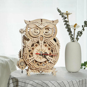 3D Houten Bouwpakket &quot;Owl Clock &quot;