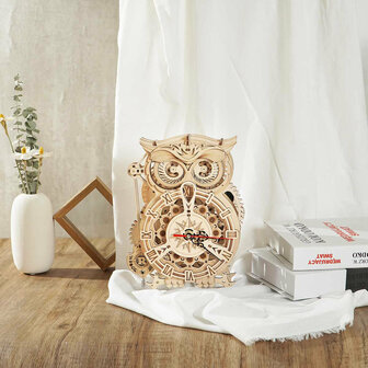 3D Houten Bouwpakket &quot;Owl Clock &quot;