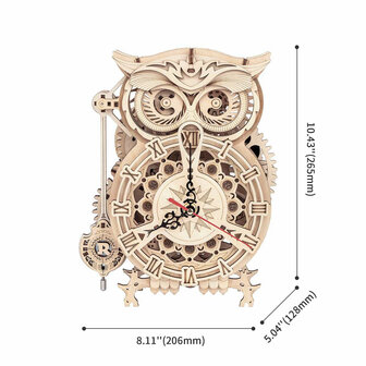 3D Houten Bouwpakket &quot;Owl Clock &quot;