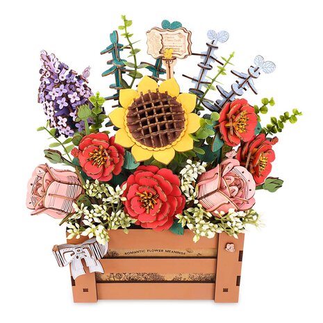3D Houten Bouwpakket "Houten Bloemen Kistje"