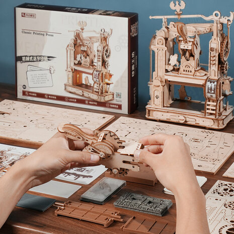 3D Houten Bouwpakket "Classic Printing Press"