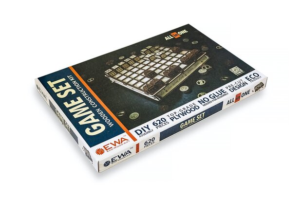 3D Houten Bouwpakket "Spel set schaken en dammen"